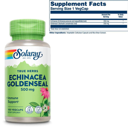 Solaray Vitamins, Minerals, Herbs & More Solaray Echinacea Goldenseal 500mg 100 Capsules