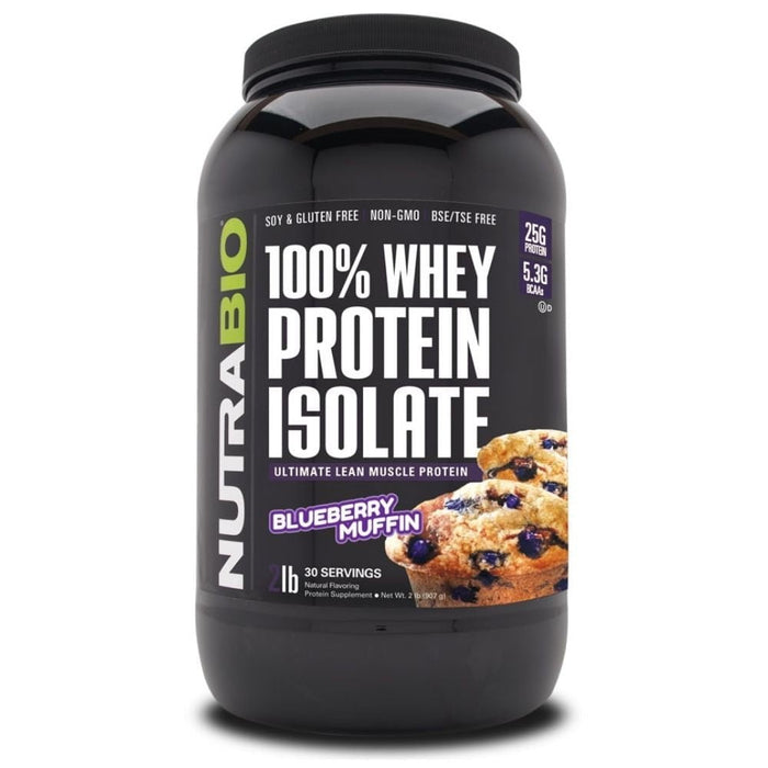 NutraBio Protein Powders Blueberry Muffin NutraBio 100% Whey Protein Isolate 2lb