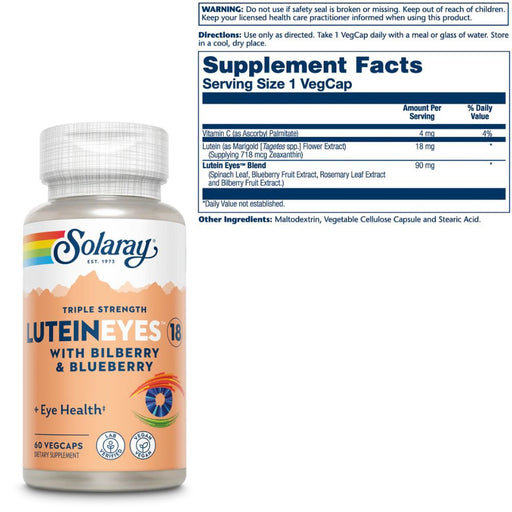 Best Price Nutrition Store Stock Only Solaray Lutein Eyes 18mg 60 Capsules