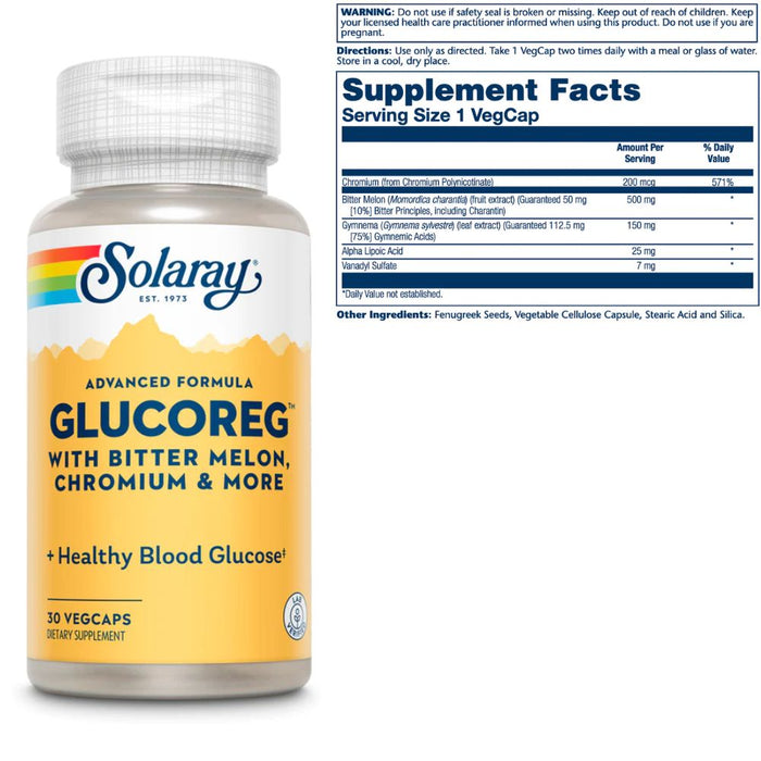 Solaray Vitamins, Minerals, Herbs & More Solaray Glucoreg 30 Capsules