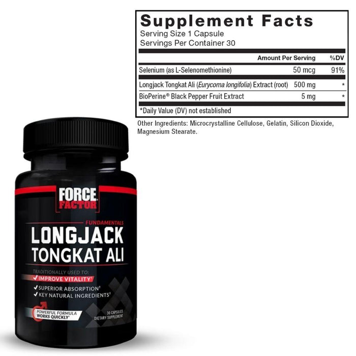 Force Factor Sports Performance Recovery Force Factor Longjack Tongkat Ali 30 Capsules