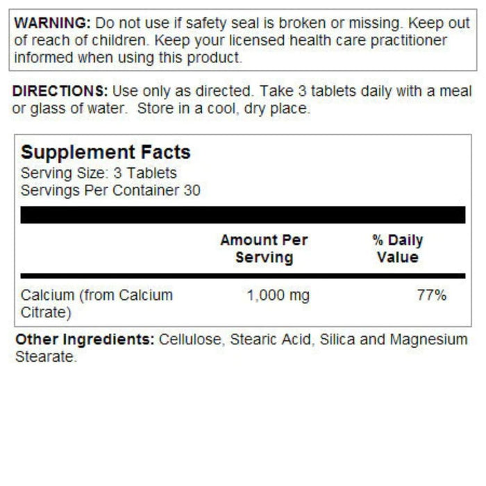 Kal Vitamins & Minerals KAL Calcium Citrate 1000 90 Tablets