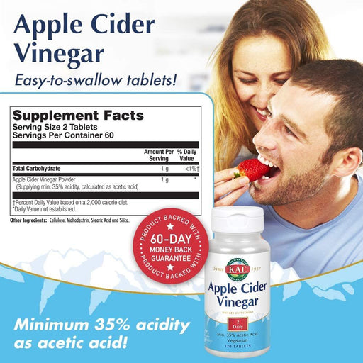 Kal Vitamins, Minerals, Herbs & More Kal Apple Cider Vinegar 120 Tablets