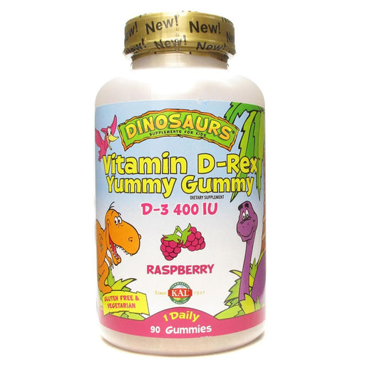 Kal Vitamins, Minerals, Herbs & More Kal Vitamin D-Rex Yummy Gummy Raspberry 90 Gummies (581447581740)