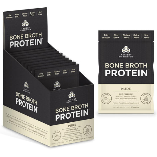 Ancient Nutrition Sports Nutrition & More Pure Ancient Nutrition Bone Broth Protein 15 Packets (582516572204)