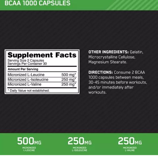 Optimum Nutrition Amino Acids Optimum Nutrition BCAA 1000 60 Capsules