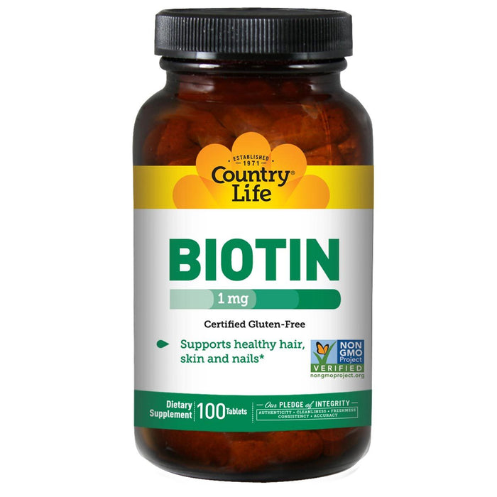 Country Life Vitamins, Minerals, Herbs & More Country Life Biotin 1000mcg 100 Tabs (582466961452)