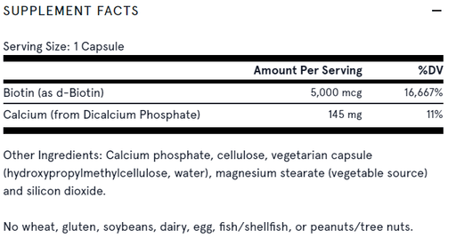 Jarrow Formulas Vitamins, Minerals, Herbs & More Jarrow Formulas Biotin 5000mcg 100 Capsules