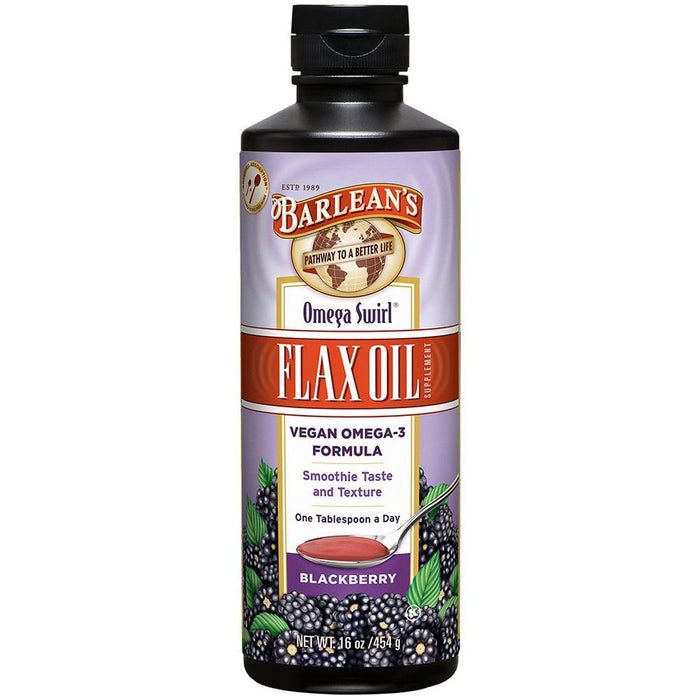 Barlean's Vitamins, Minerals, Herbs & More Barlean's Omega Swirl Omega-3 Flax Oil Supplement Blackberry 16 Fl Oz (581488541740)