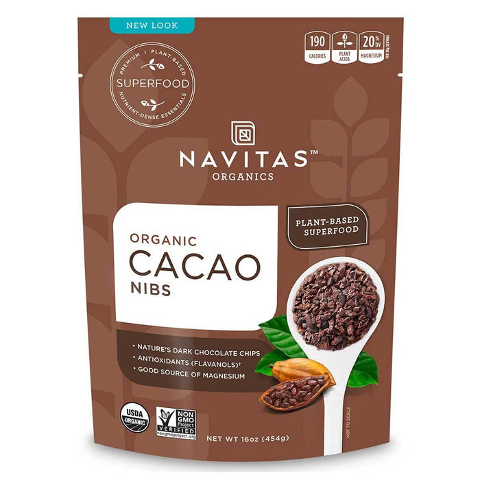 Navitas Naturals Vitamins, Minerals, Herbs & More Navitas Naturals Raw Cacao Nibs (Certified Organic) 16 Oz (581953093676)