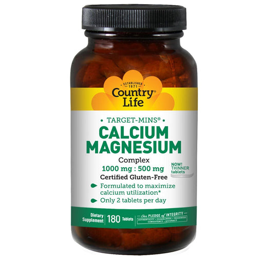 Country Life Vitamins, Minerals, Herbs & More Country Life Calcium-Magnesium Complex 1000 mg/500mg 180 tabs