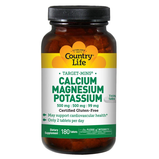 Country Life Vitamins, Minerals, Herbs & More Country Life Calcium-Magnesium-Potassium 180 Tabs