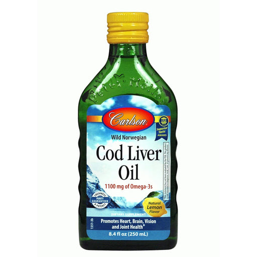 Carlson Vitamins, Minerals, Herbs & More Carlson Norwegian Cod Liver Oil Lemon 250ml (581117411372)