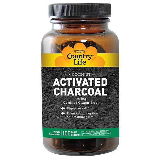 Country Life Digestive Health Default Country Life Activated Charcoal Coconut 260mg 100VC (1779326615596)