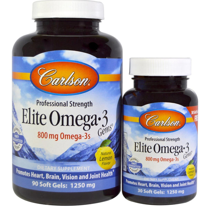 Carlson Vitamins, Minerals, Herbs & More Carlson Elite Omega 3 1600mg 120 Gels (90+30 Free) (581908430892)