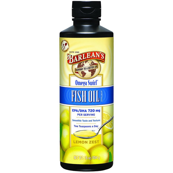 Barlean's Vitamins, Minerals, Herbs & More Barlean's Omega Swirl Omega-3 Fish Oil Supplement Lemon Zest 16 Fl Oz