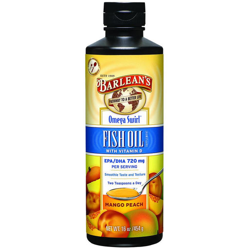 Barlean's Vitamins, Minerals, Herbs & More Barlean's Omega Swirl Omega-3 Fish Oil Supplement Mango Peach 16 Fl Oz