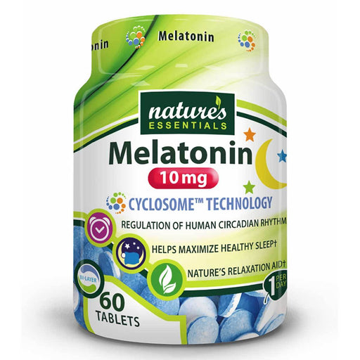 Nature's Essentials Vitamins, Minerals, Herbs & More Nature's Essentials Melatonin 10mg 60 Tablets (582592626732)