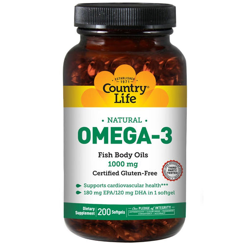 Country Life Vitamins, Minerals, Herbs & More Country Life Omega-3 Fish Oil 1000mg 200 Softgels