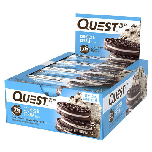 Quest Nutrition Sports Nutrition & More Cookies & Cream Quest Nutrition Quest Bar Protein Bar 12/Box