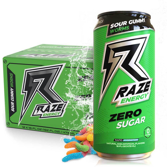 REPP SPORTS Drinks Sour Gummy Worms REPP Sports Raze Energy 12/Case