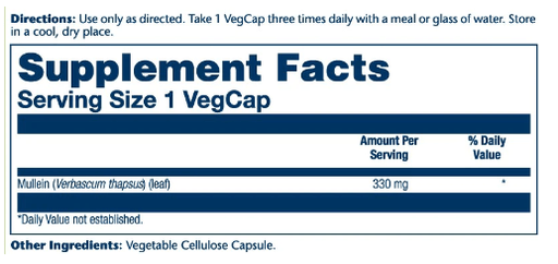 Solaray Herbs Solaray Mullein Leaves 330mg 100 Capsules