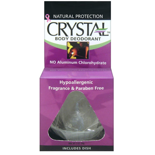 Crystal Body Vitamins, Minerals, Herbs & More Crystal Body Deodorant Rock w/ Dish 5 Oz