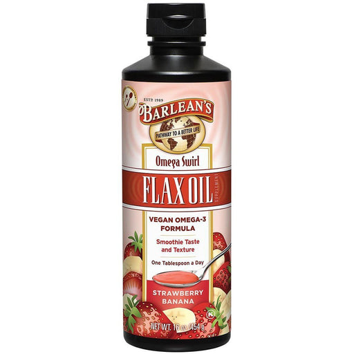 Barlean's Vitamins, Minerals, Herbs & More Barlean's Omega Swirl Omega-3 Flax Oil Supplement Strawberry Banana 16 Fl Oz (580920672300)