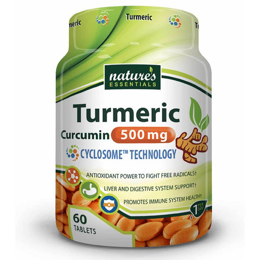 Nature's Essentials Vitamins, Minerals, Herbs & More Nature's Essentials Turmeric 500mg 60 Tablets (582593085484)