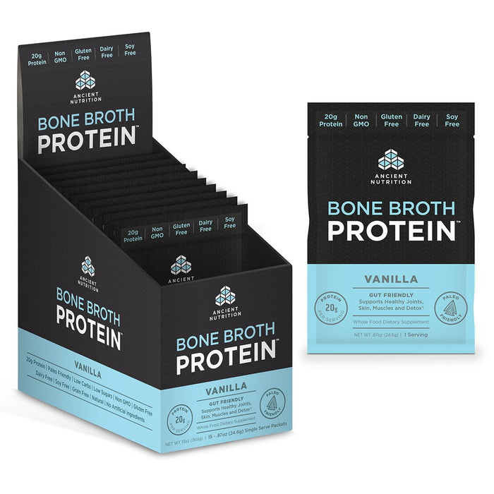 Ancient Nutrition Sports Nutrition & More Vanilla Ancient Nutrition Bone Broth Protein 15 Packets (582516572204)