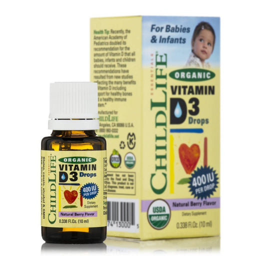 ChildLife Vitamins, Minerals, Herbs & More ChildLife Organic Vitamin D-3 Drops Natural Berry 10ml (582073778220)